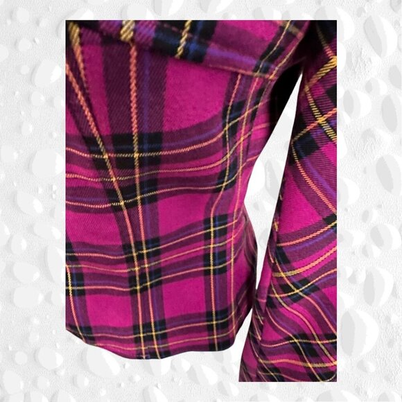 VINTAGE BIANCA NYGARD STUNNING TARTAN SHORT FITTED JACKET - Picture 8 of 13